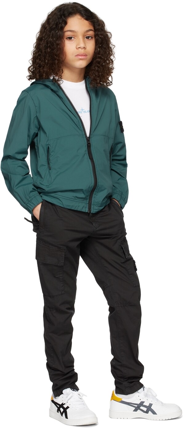 

Детские черные хлопковые брюки-карго Stone Island Junior, Черный