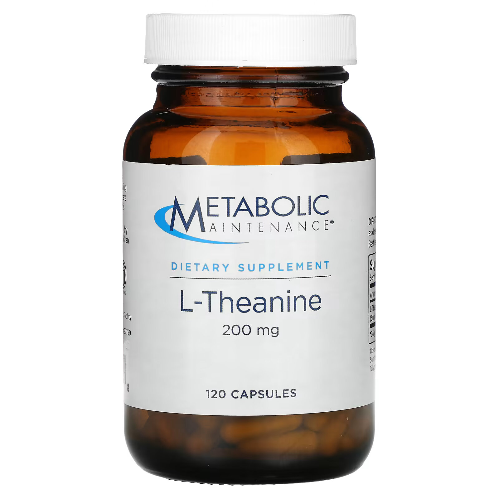 Metabolic Maintenance, L-теанин, 200 мг, 120 капсул metabolic maintenance l метионин 500 мг 100 капсул