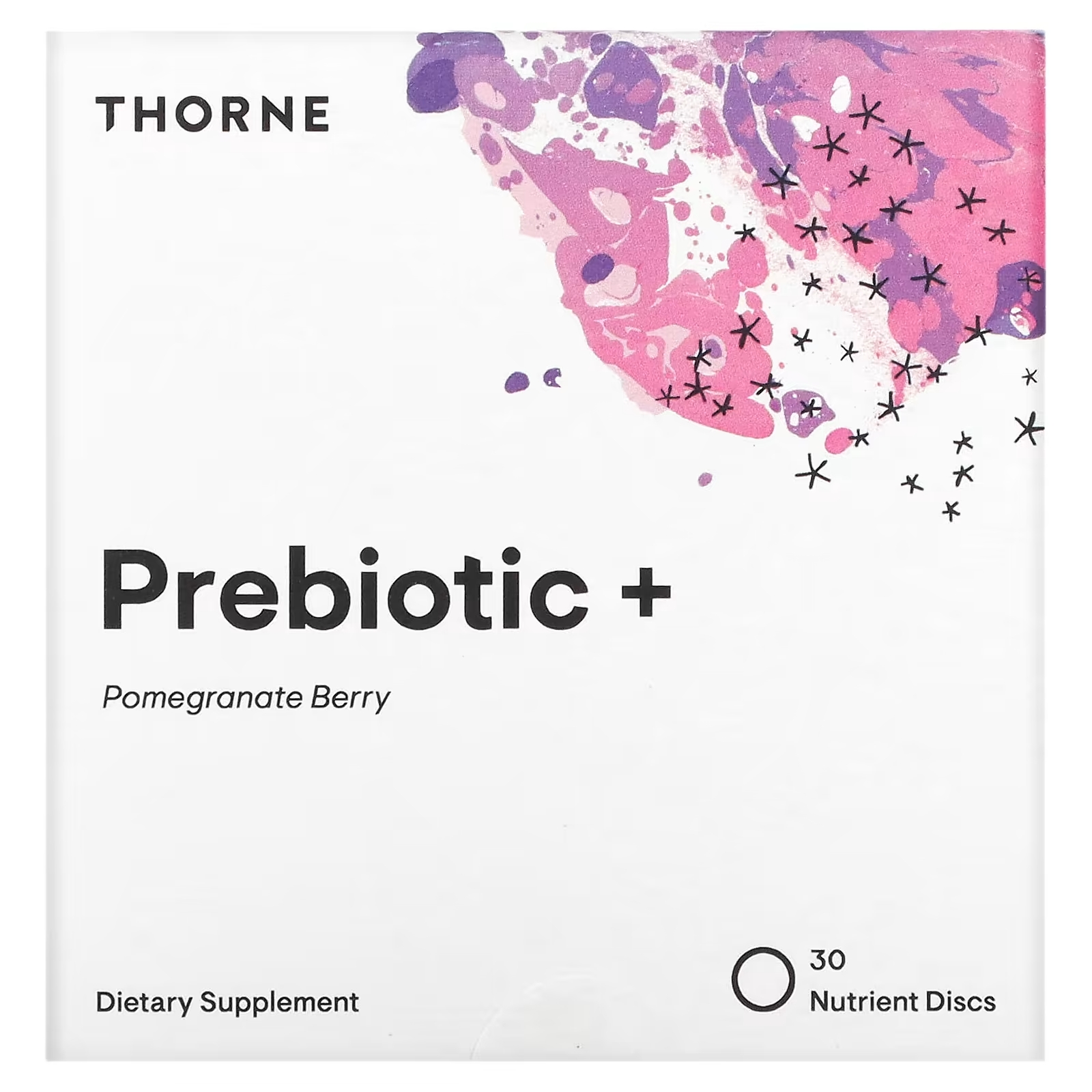 Пребиотики Thorne Research, гранат и ягоды, 30 растворимых дисков клюква и пребиотики sports research 30 капсул