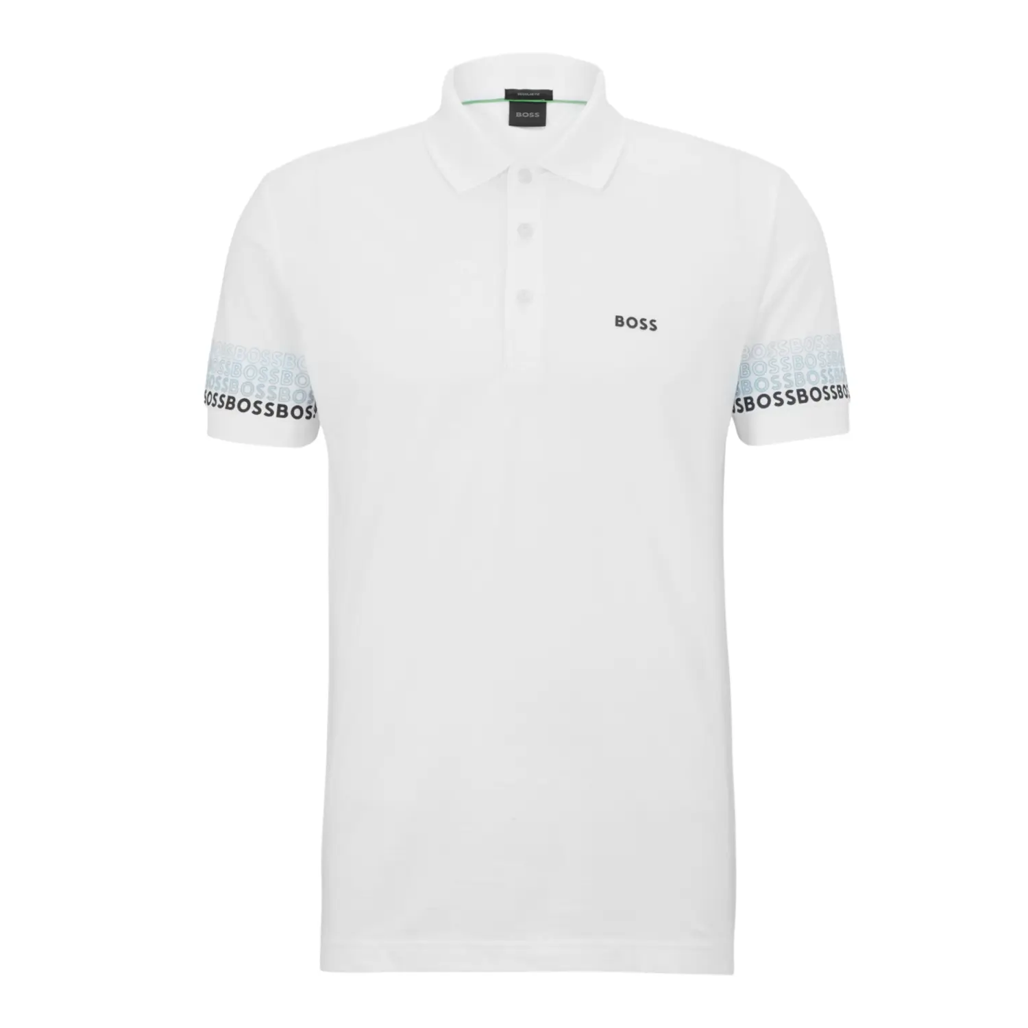 

Рубашка-поло Hubo Boss Cotton-pique With Repeat-logo Sleeves, белый