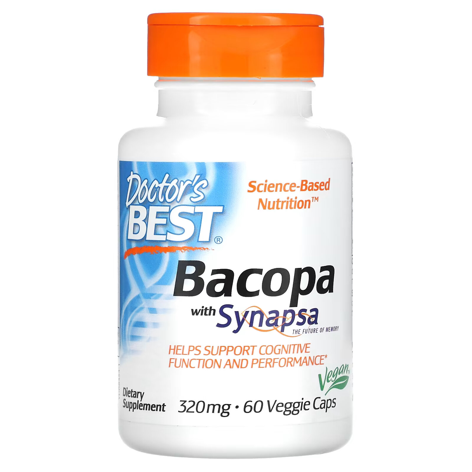 Doctor's Best Бакопа с синапсой 320 мг, 60 вегетарианских капсул