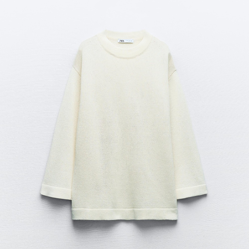 Свитер Zara Linen Blend Plain Knit, белый