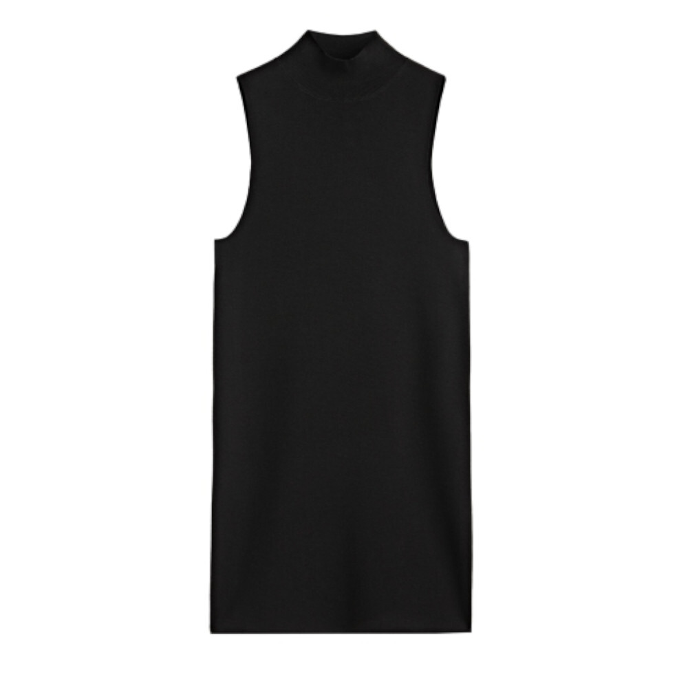 

Трикотажный топ с воротником-стойкой Massimo Dutti High Neck Knit, черный