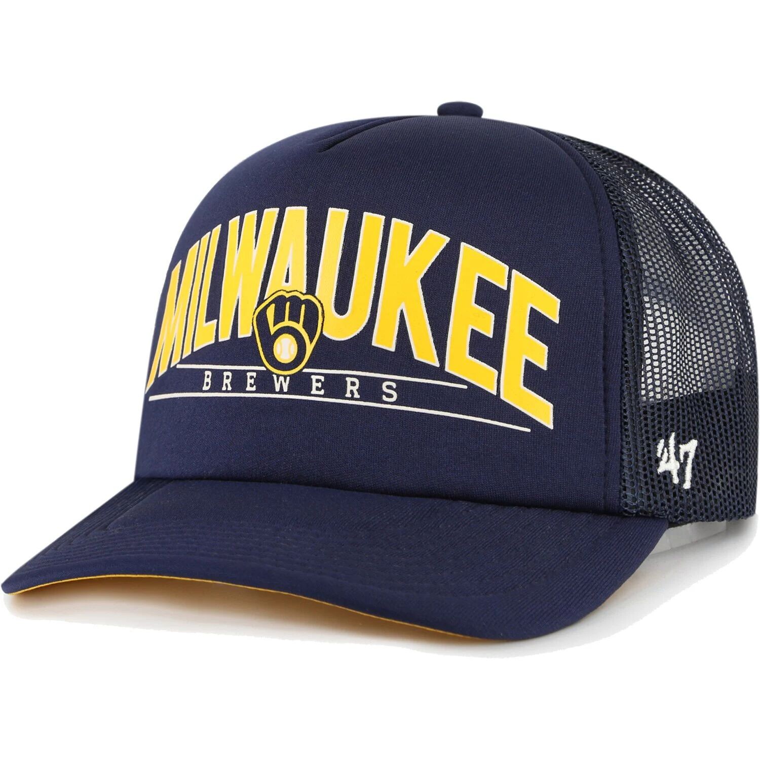 

Мужская темно-синяя кепка '47 Milwaukee Brewers Backhaul Foam Trucker Snapback