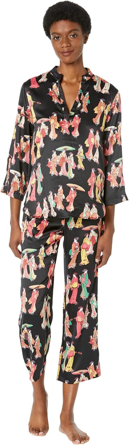 

Атласный пижамный комплект Geisha N by Natori, цвет Black Multi