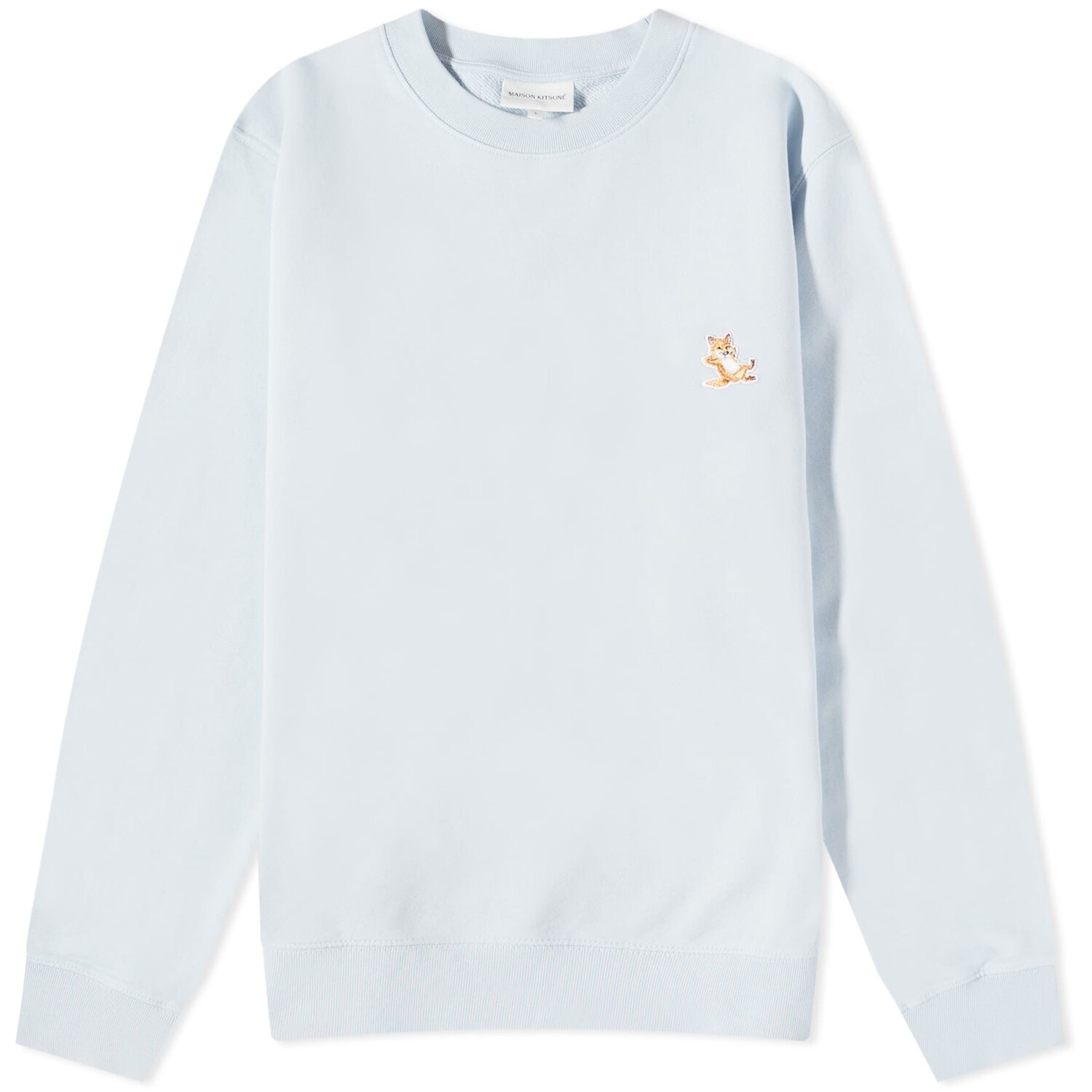 

Свитшот Maison Kitsune Chillax Fox Patch Regular Crew, светло-голубой, Синий