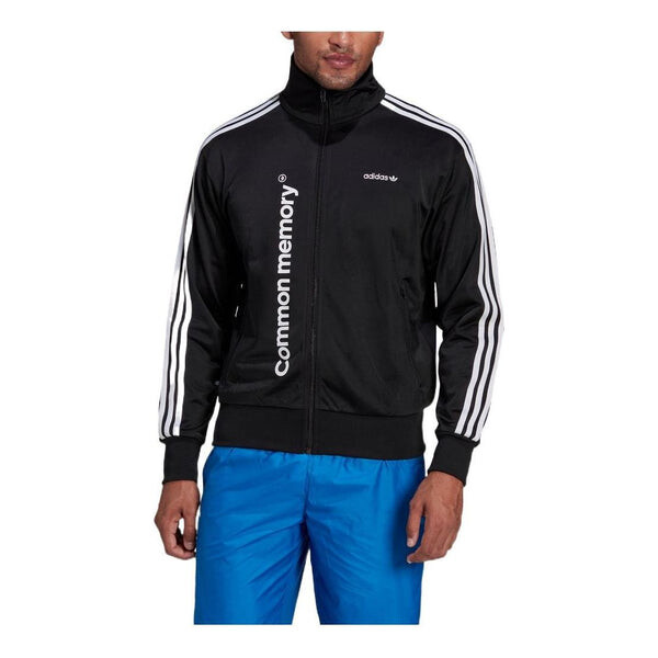 

Куртка Adidas originals Stripe Printing Alphabet Zipper Stand Collar Sports Black, Черный