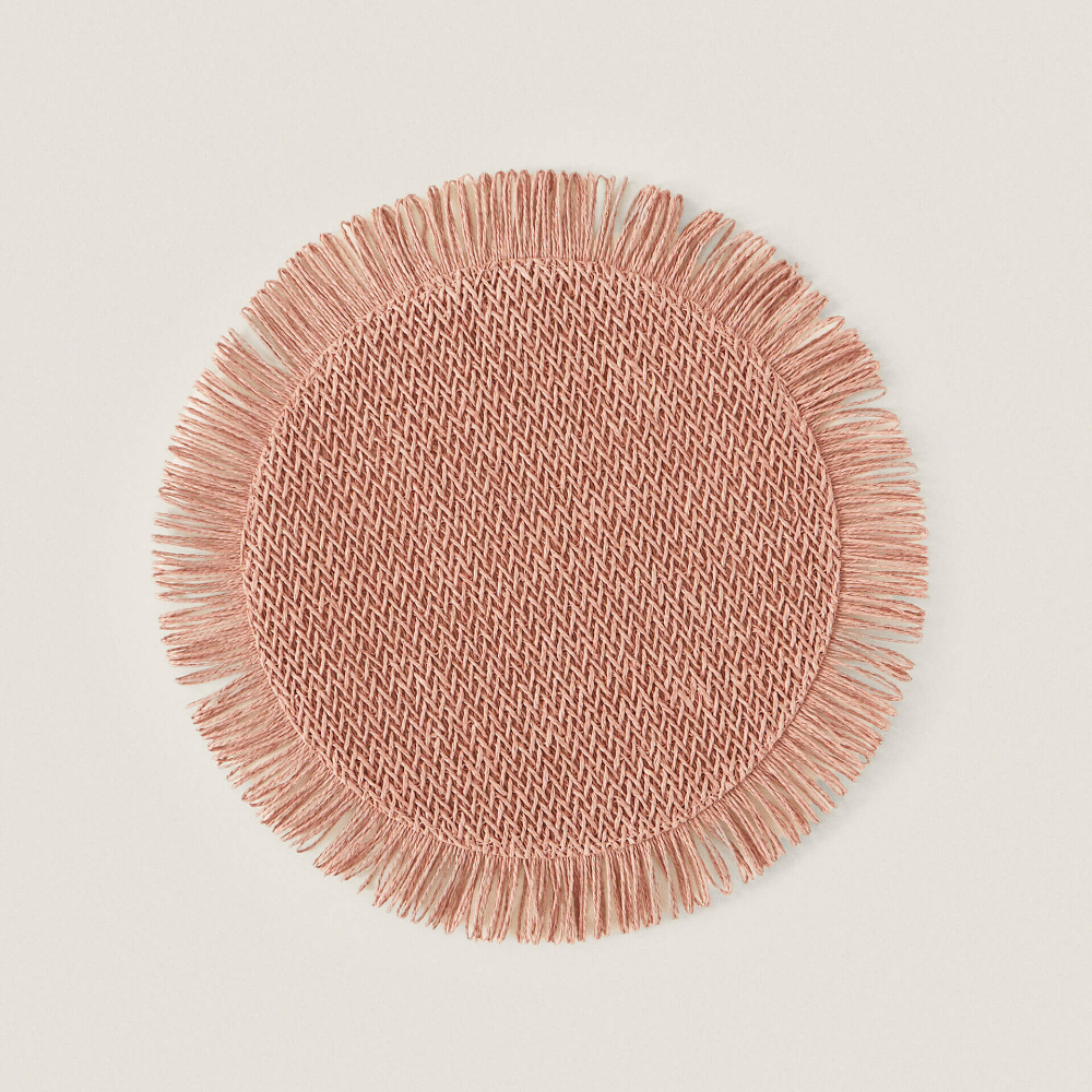 Набор салфеток под столовые приборы Zara Home Fringed Paper, 2 предмета, 38 см, розовый фото