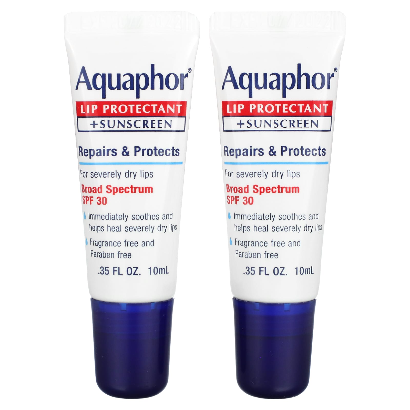 Средство Aquaphor для защиты губ и солнцезащитное средство, 2 тюбика по 10 мл