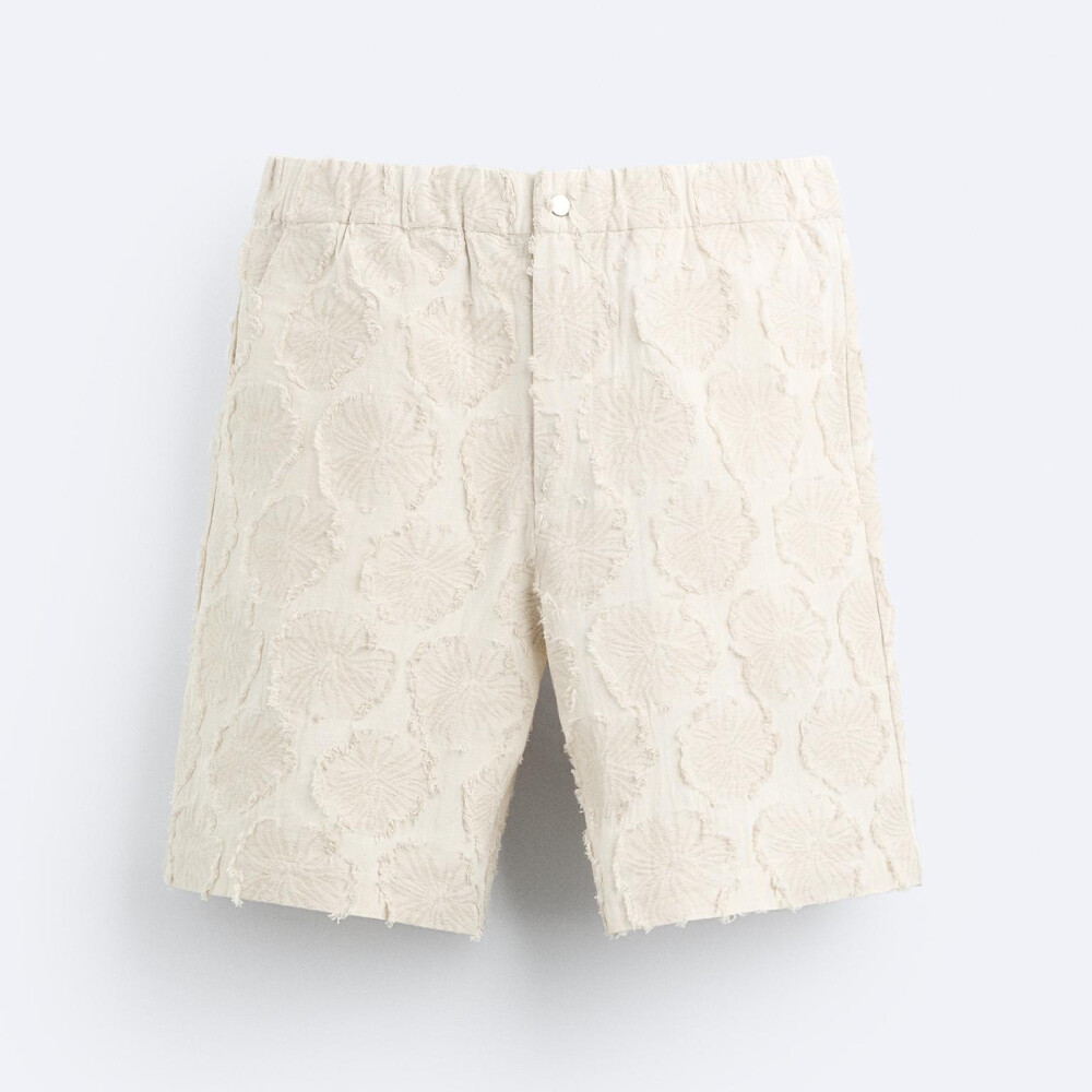 

Шорты Zara Frayed Jacquard, бежевый