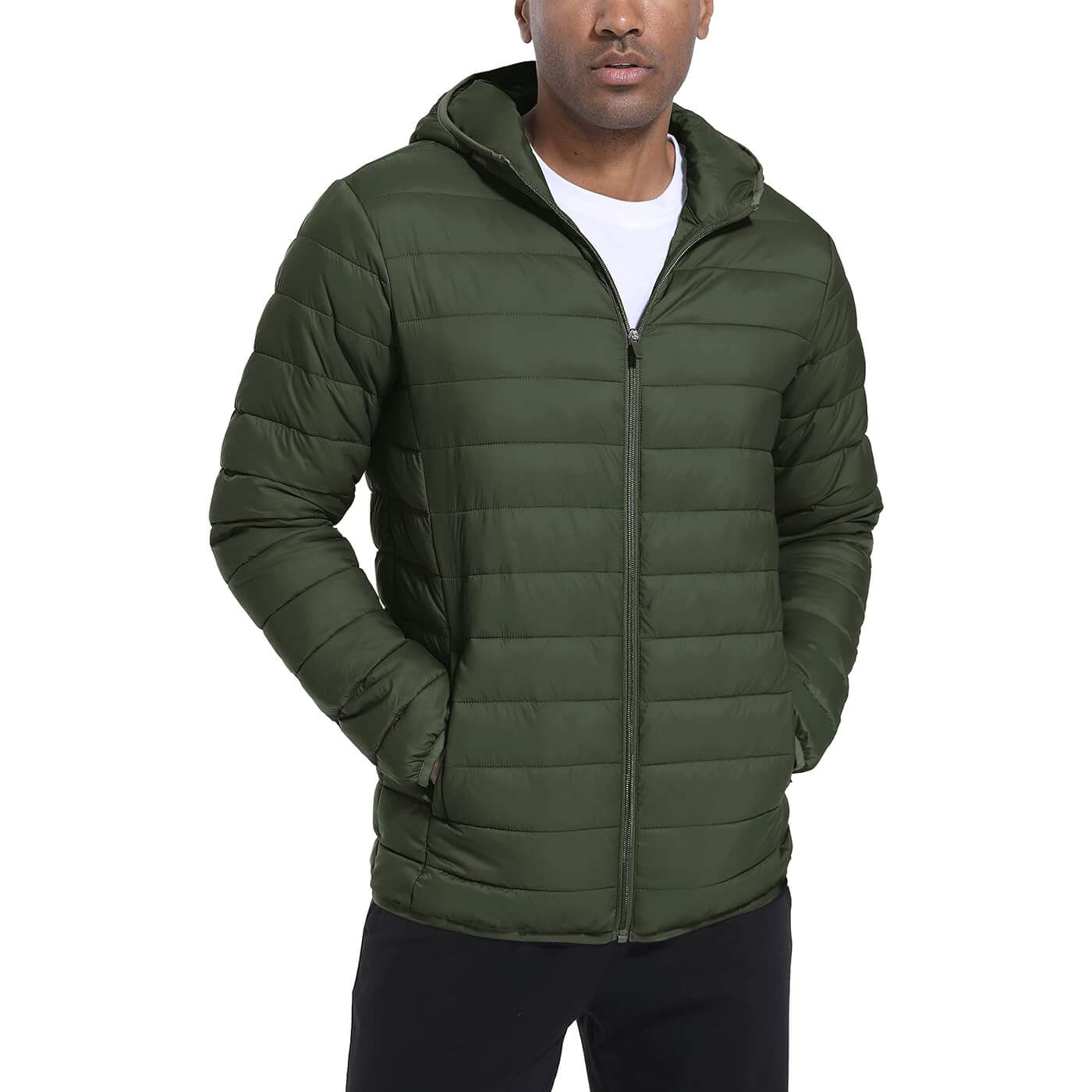Утепленная легкая куртка с капюшоном Tacvasen Puffer Water-Repellent Windbreaker, зеленый жилет zara water repellent puffer зеленый