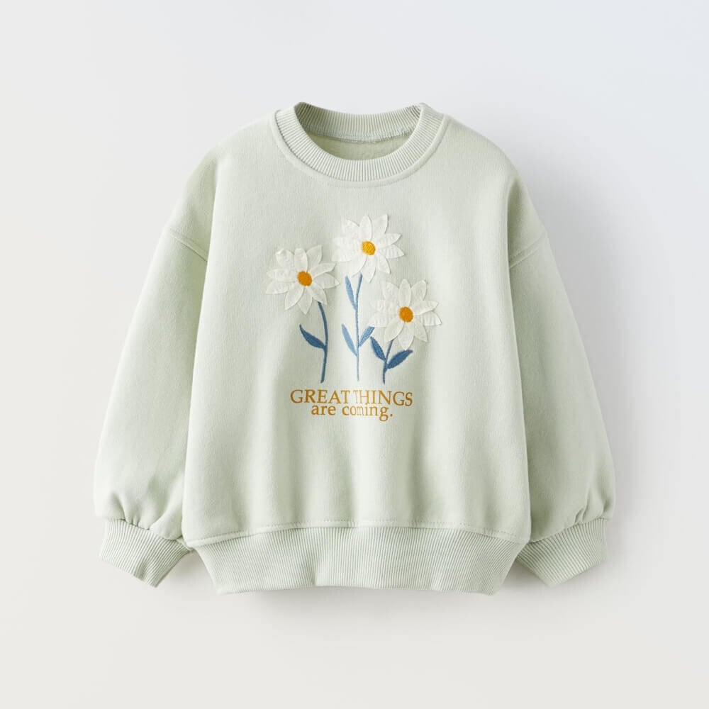 

Свитшот для девочек Zara Floral, светло-зеленый