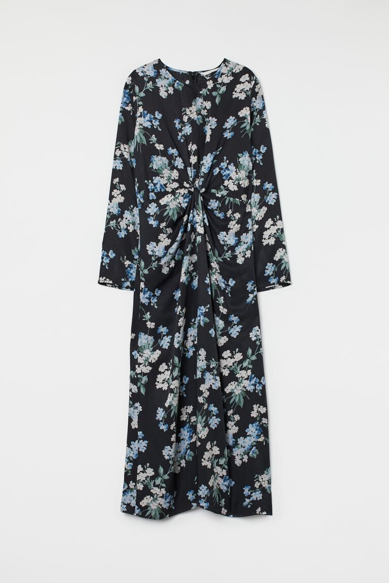 

Платье с декоративным узлом H&M, черный/цветы