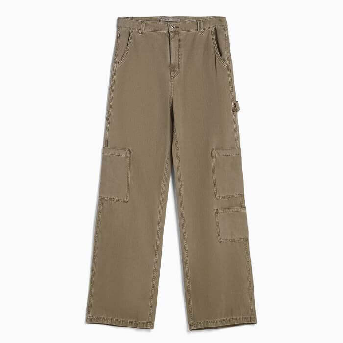 

Брюки Bershka Relaxed Fit Canvas Carpenter, хаки