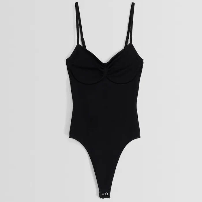 

Боди на бретелях Bershka With Gathered Front, черный