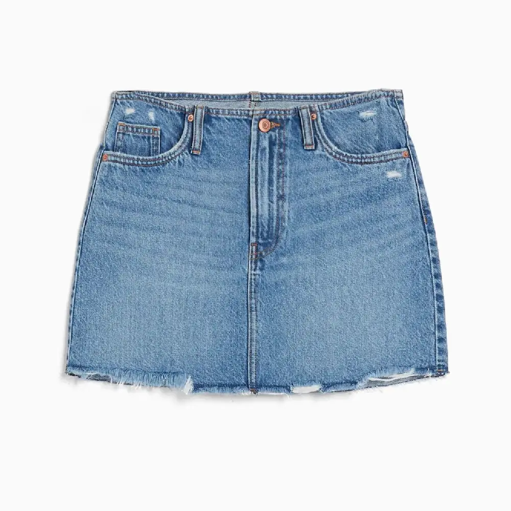 

Юбка Bershka Vintage-effect Denim Mini, синий