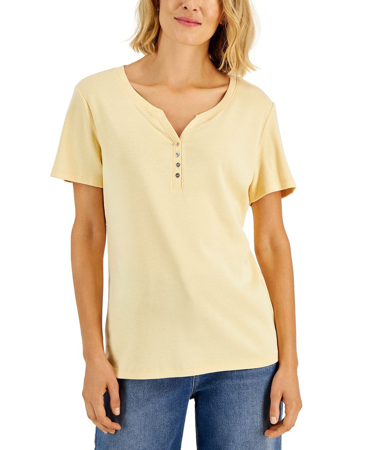 

Топ henley с короткими рукавами, созданный для macy's Karen Scott, мульти