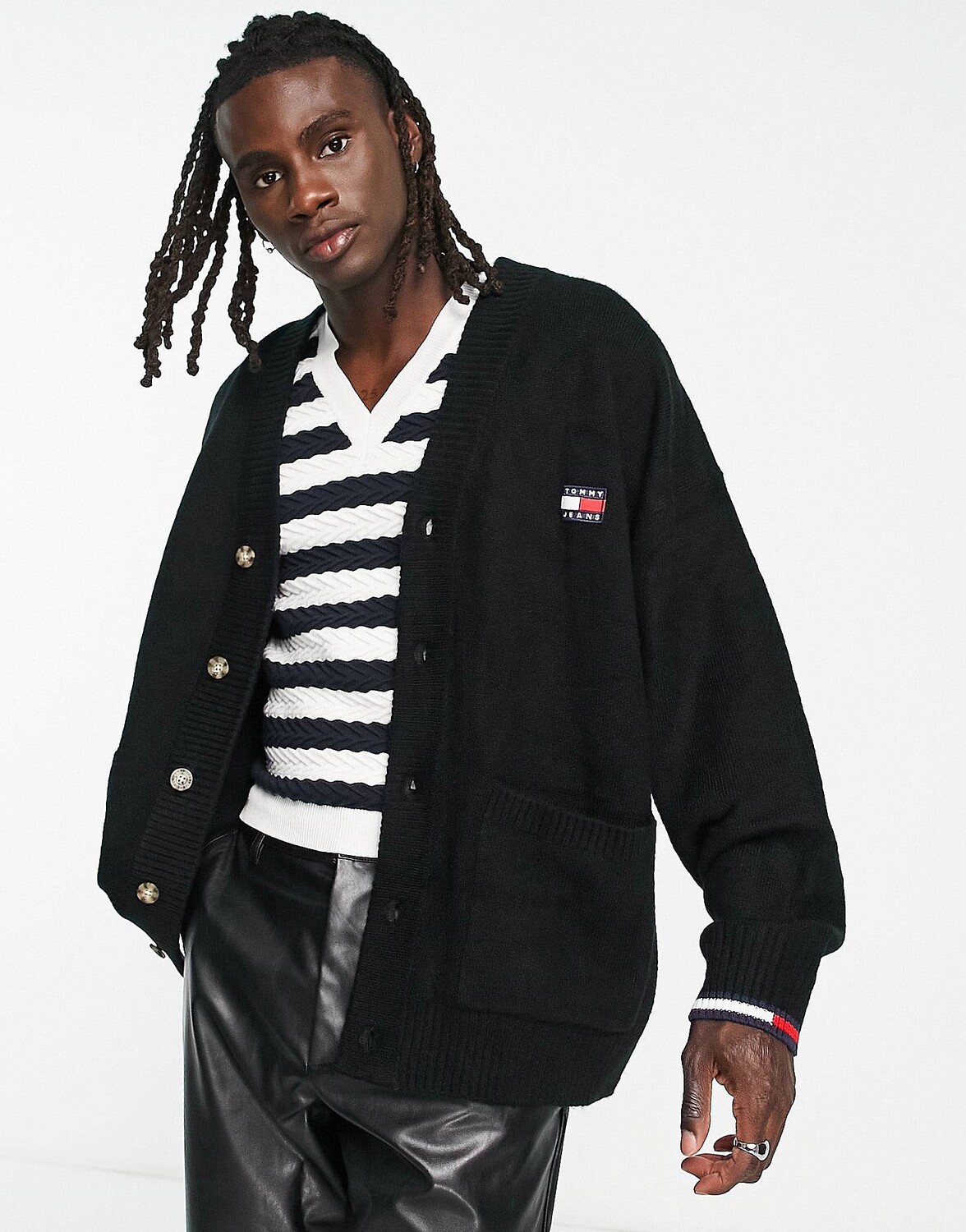 

Черный вязаный кардиган с логотипом Tommy Jeans
