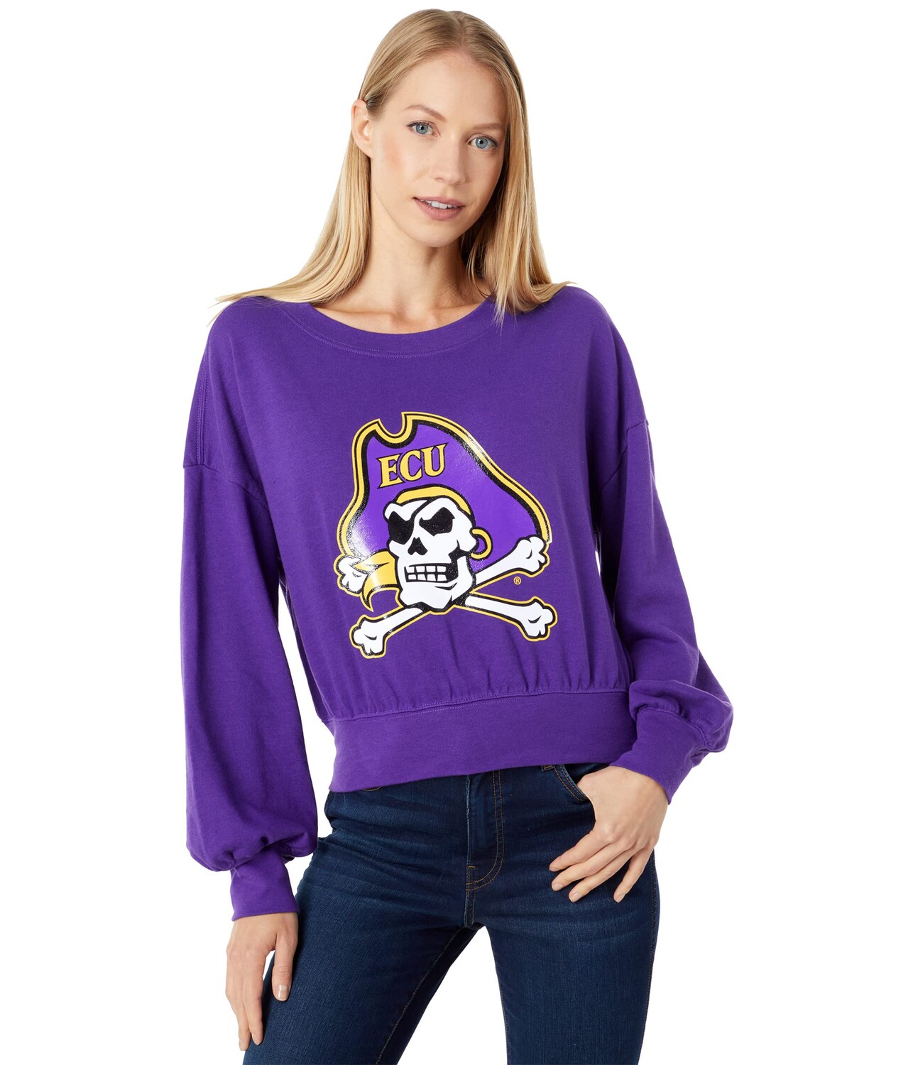 

Пуловер Lauren James, East Carolina Pirates Cropped Crew Neck Sweatshirt, Фиолетовый