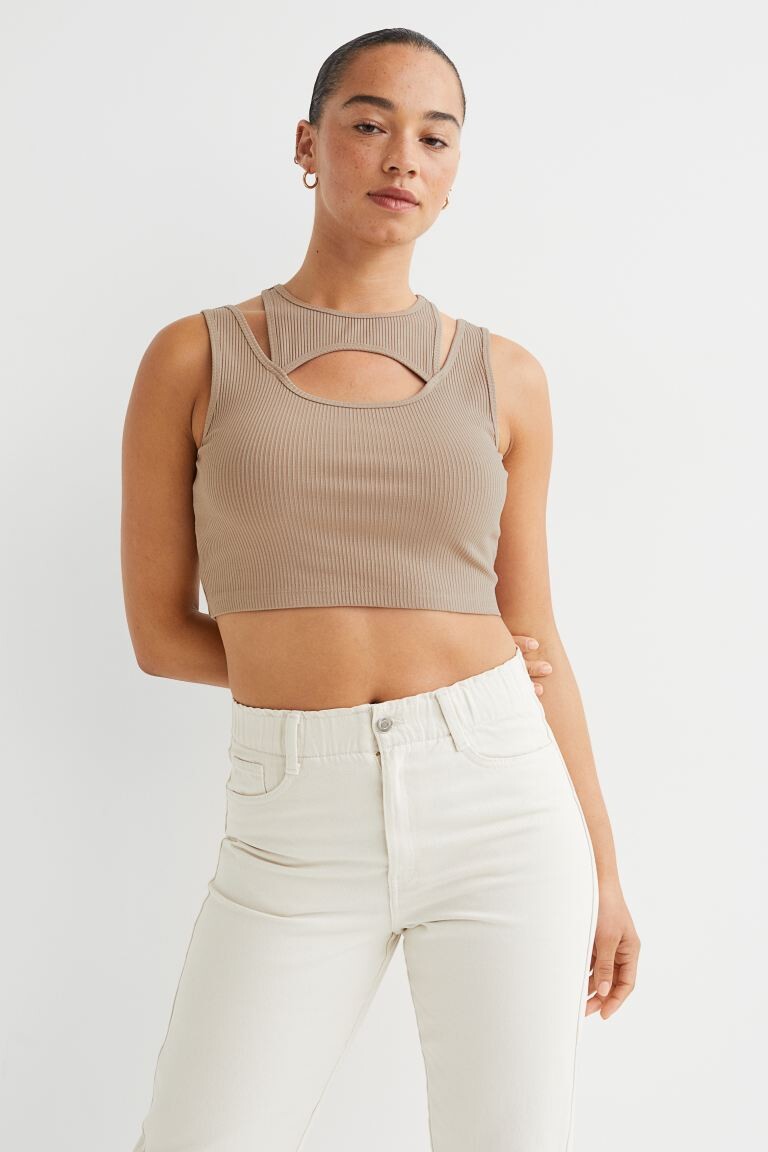 

Короткий двухслойный топ H&M, бежевый