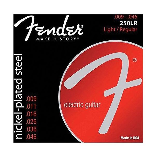 Струны Fender 250LR Super для электрогитары никелированная сталь 250 (9-46 тонкая/обычная толщина) цена и фото