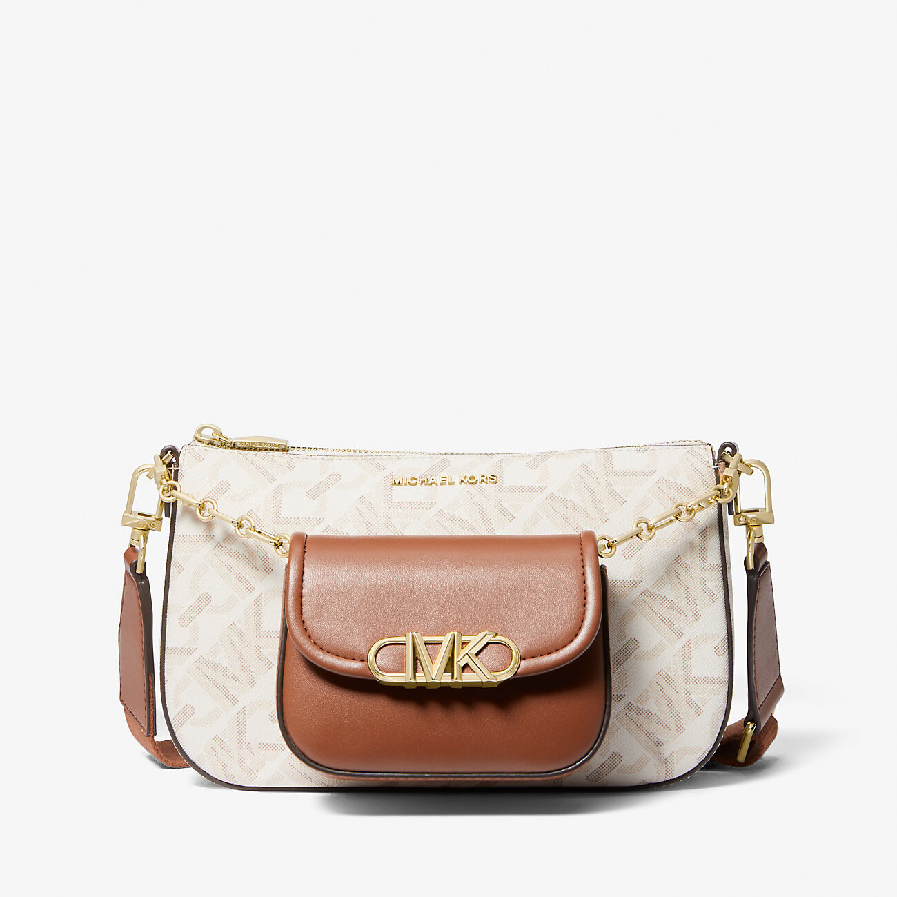 

Сумка Michael Michael Kors Parker Large Empire Signature Logo 2-in-1, коричневый/кремовый