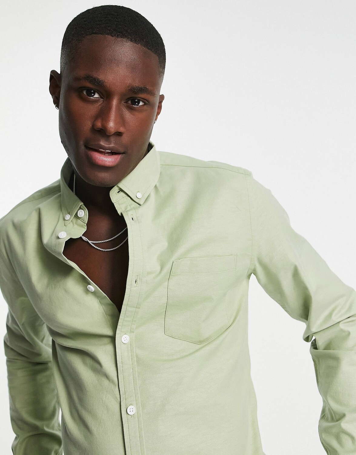 

Зеленая оксфордская рубашка узкого кроя ASOS DESIGN