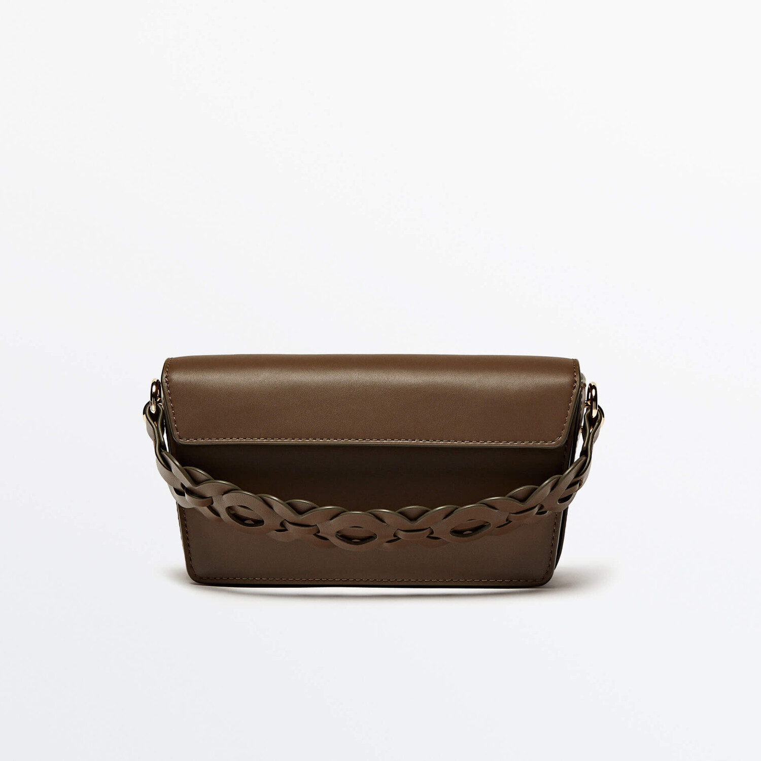 

Сумка кросс-боди Massimo Dutti Leather With Interwoven Strap, хаки
