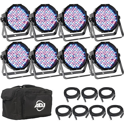 

American DJ Mega Flat Pak 8 Plus 8x Mega Par Profile Plus LED Pars, 7x DMX-кабель и сумка Mega Flat Pak 8 Plus 8x Mega Par Profile Plus LED Pars, 7x DMX Cable, and Bag