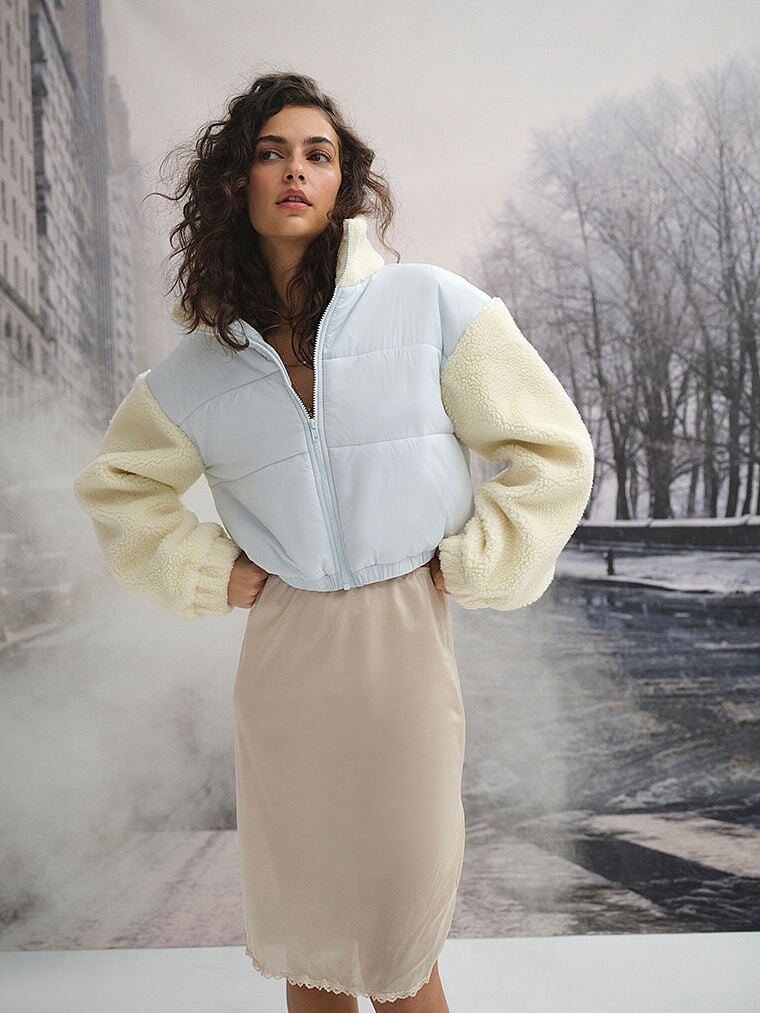 

Куртка For Love & Lemons Nico Puffer, голубой/бежевый