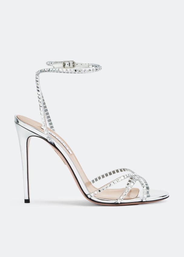 

Сандалии AQUAZZURA Dance plexi 105 sandals, серебряный