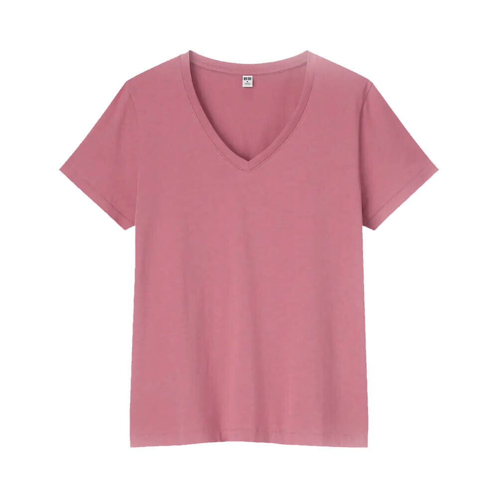 

Футболка Uniqlo 100% Supima Cotton V Neck, розовый