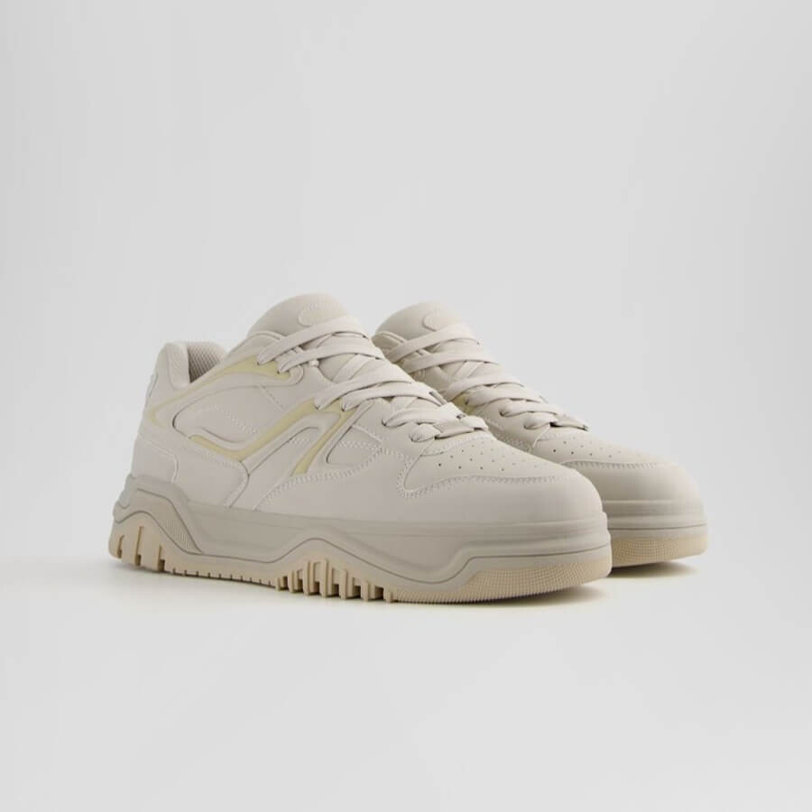 

Кроссовки Bershka Multi-layer Skater-style Trainers, бежево-розовый