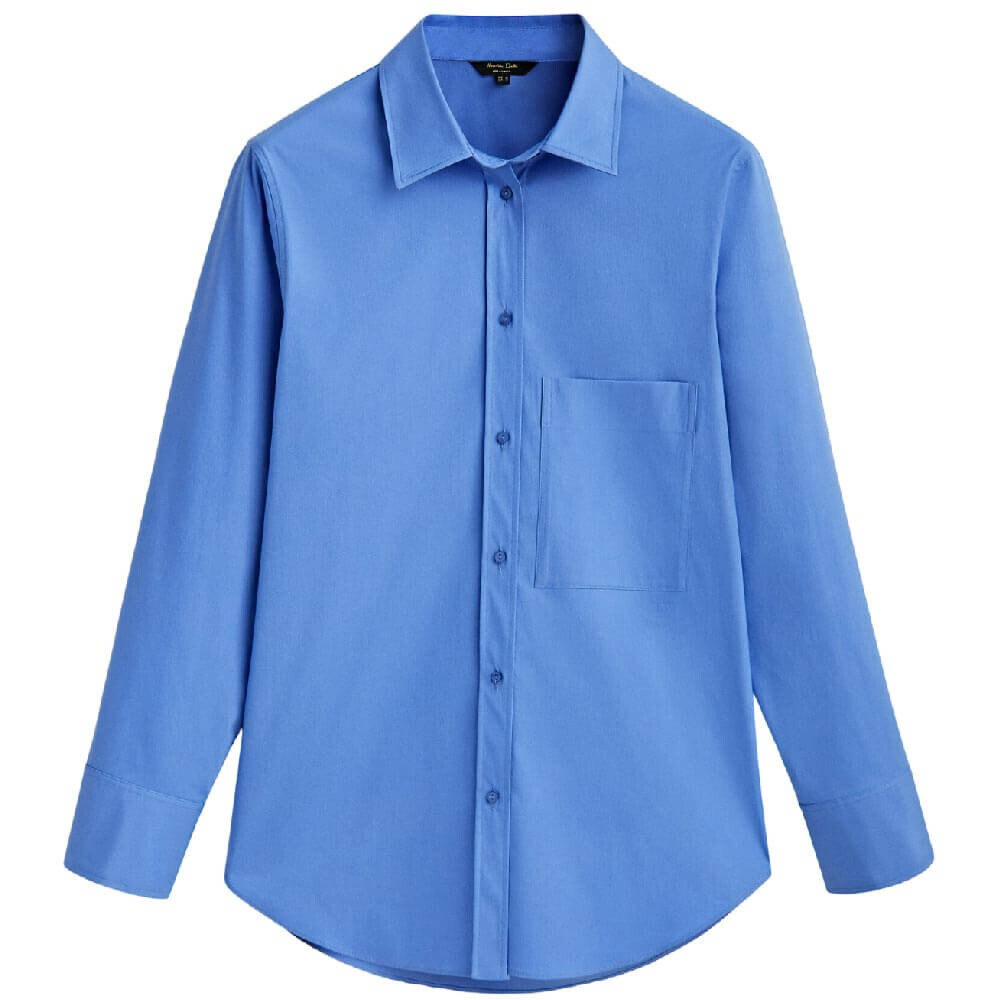 

Рубашка Massimo Dutti Cotton Poplin With Pocket, синий