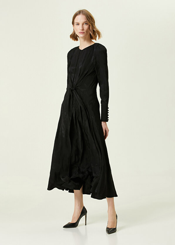 

Черное жаккардовое платье длиной до колена Network, Черный