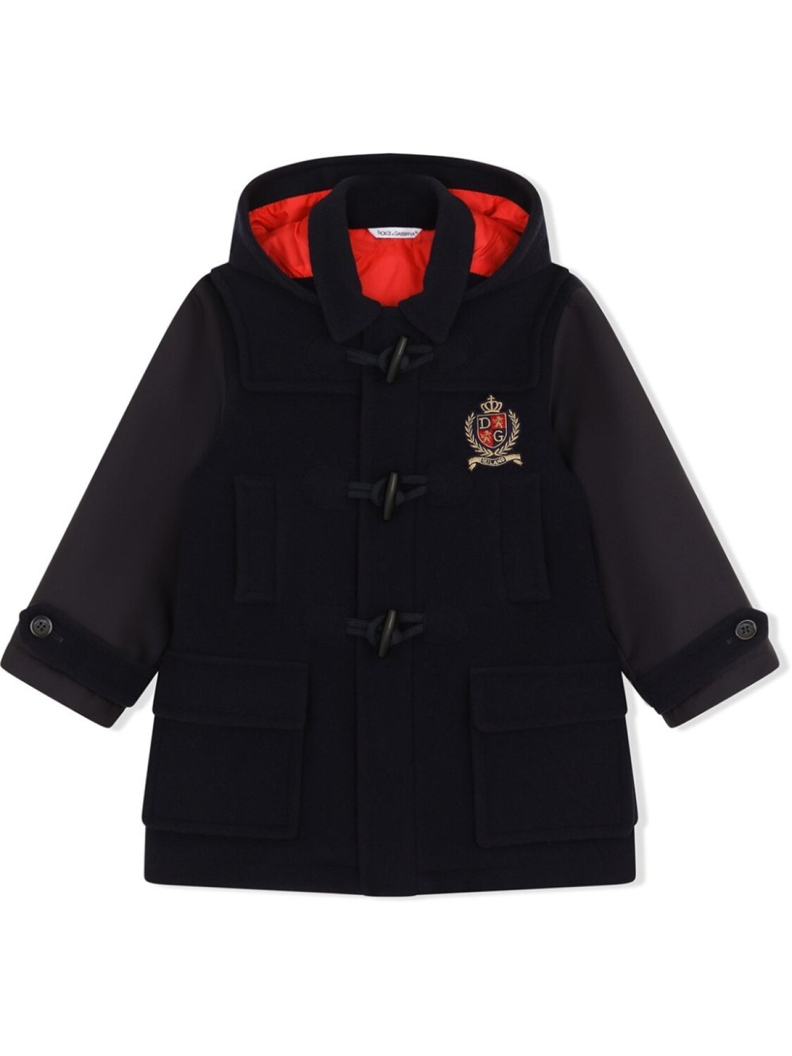 

Dolce & Gabbana Kids дафлкот с нашивкой-логотипом и капюшоном, синий