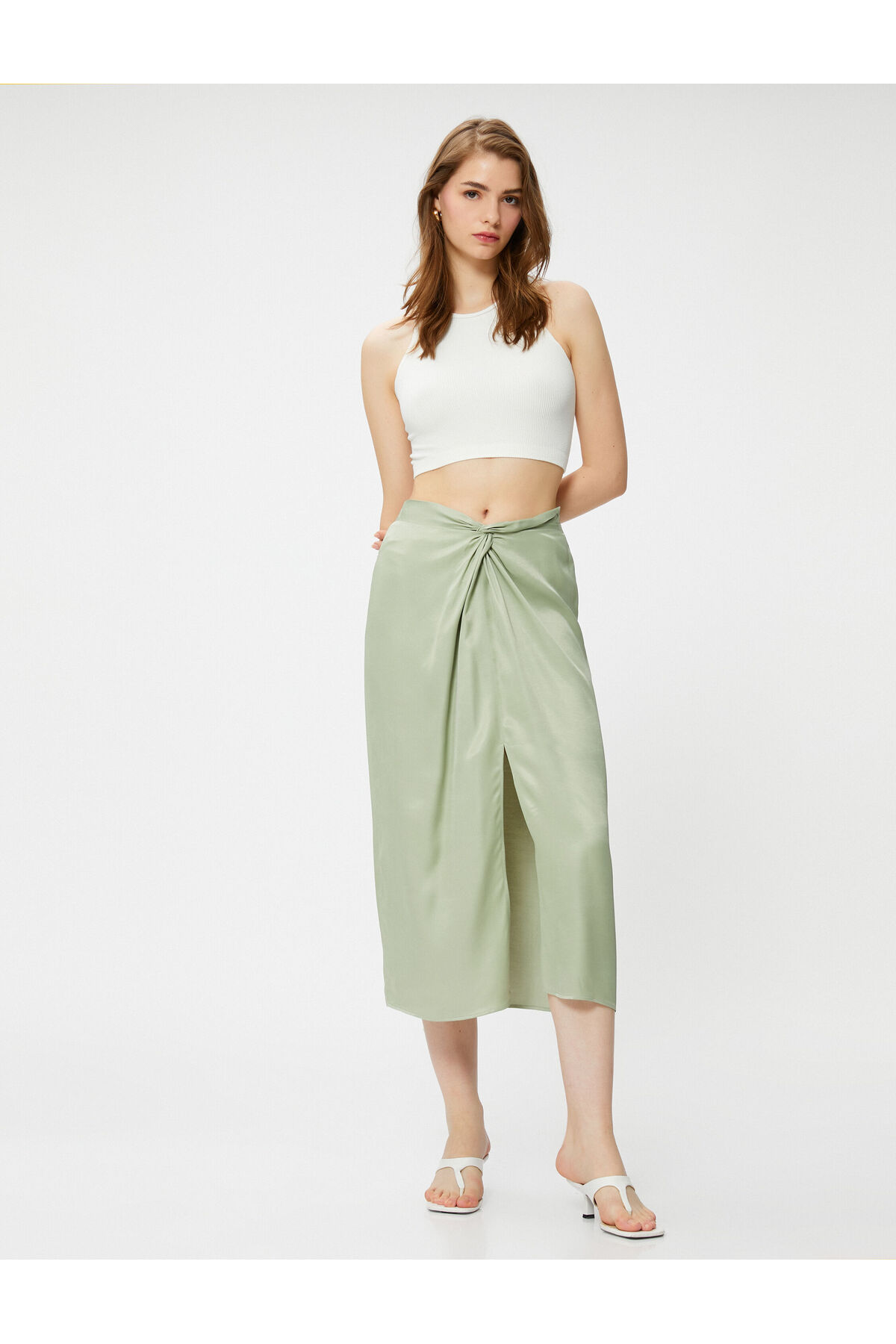 цена Женская зеленая юбка Koton, зеленый
