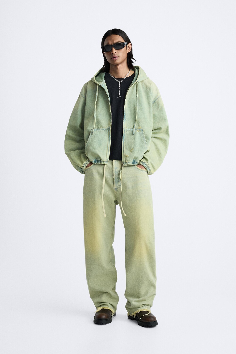

Джинсы мешочного кроя ZARA, желтый