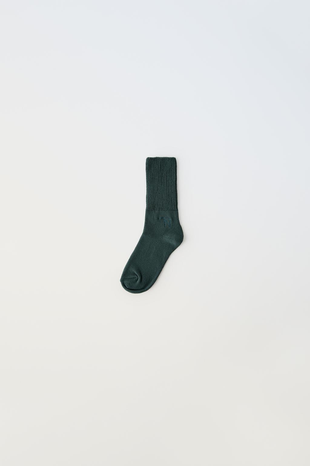 Длинные носки настоящего нейтрала ZARA, бутылочно-зеленый