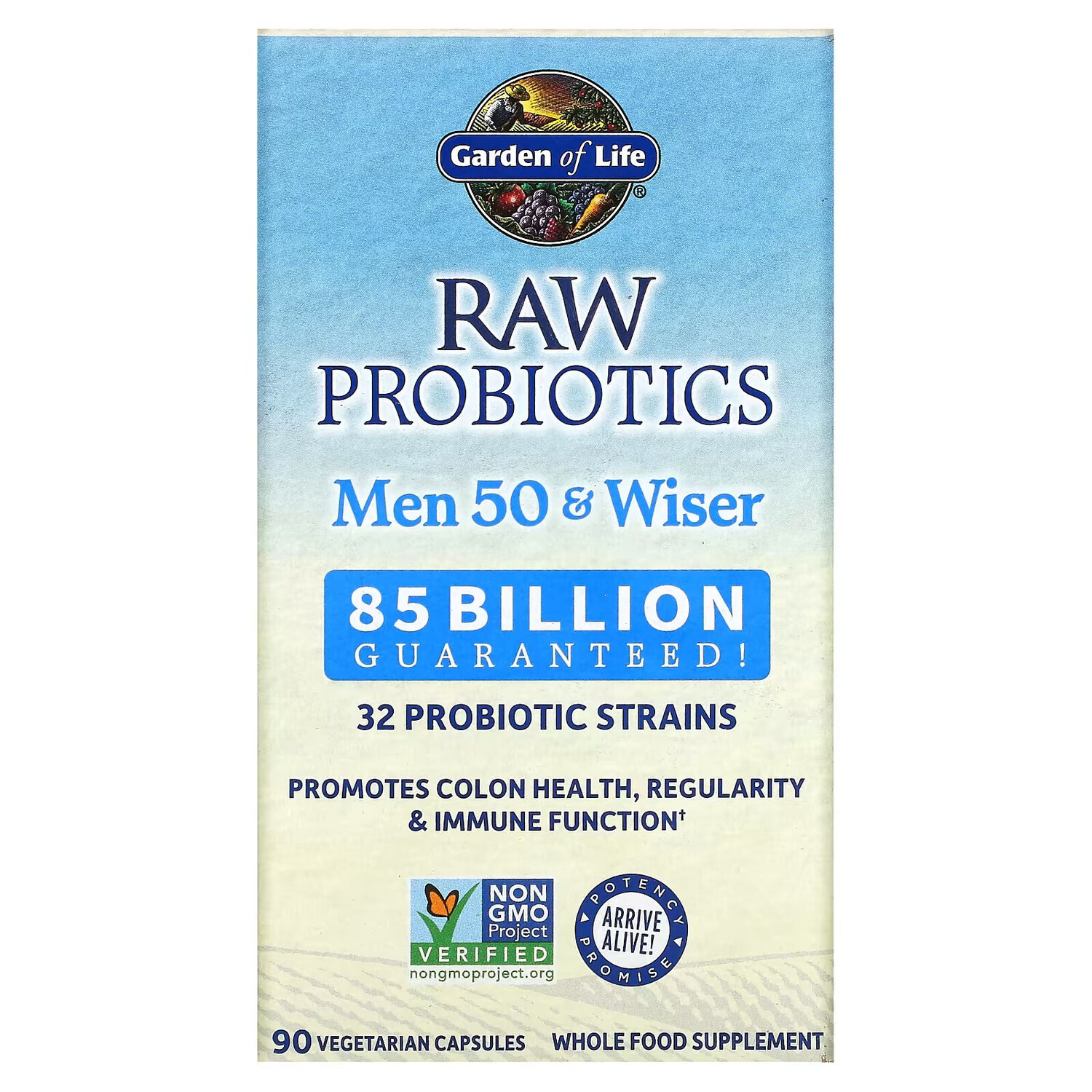 

Garden of Life, RAW Probiotics, витамины для мужчин от 50 лет, 85 миллиардов живых культур, 90 вегетарианских капсул