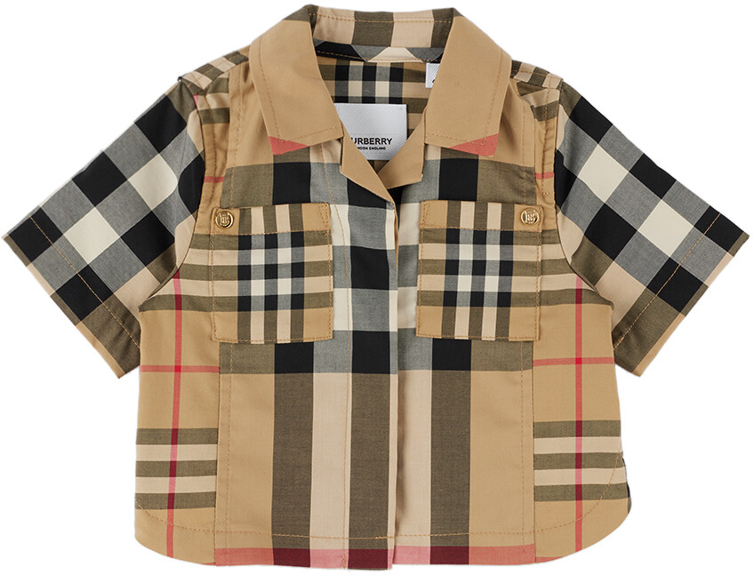 

Бежевая рубашка в клетку для малышей Burberry