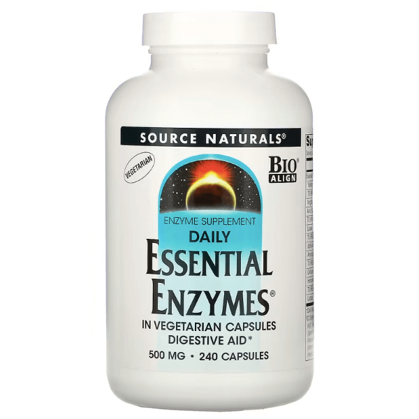 Пищеварительные ферменты Daily Essential Enzymes, 500 мг, 240 капсул, Source Naturals - фото