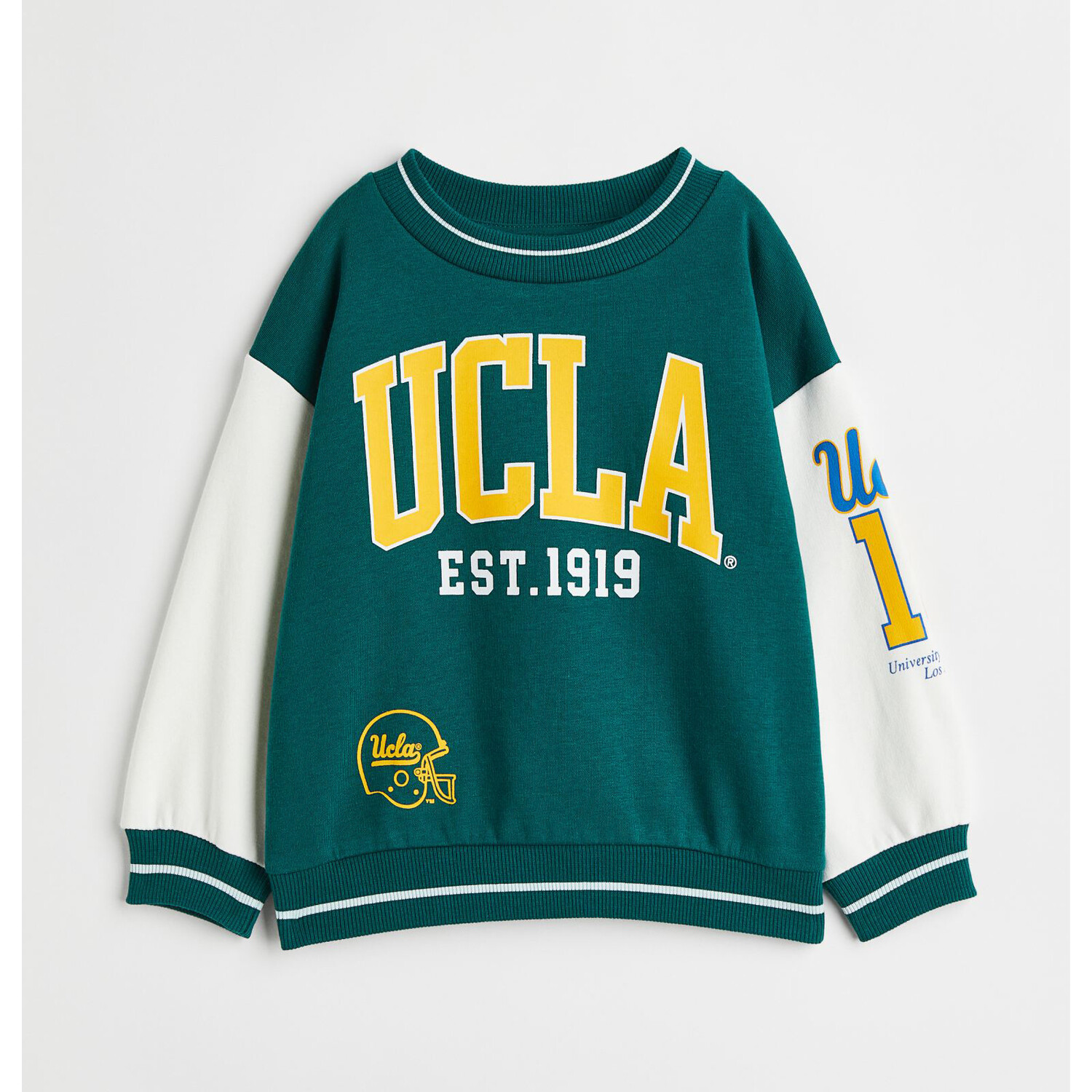 

Толстовка оверсайз H&M UCLA, темно-зеленый/белый/желтый