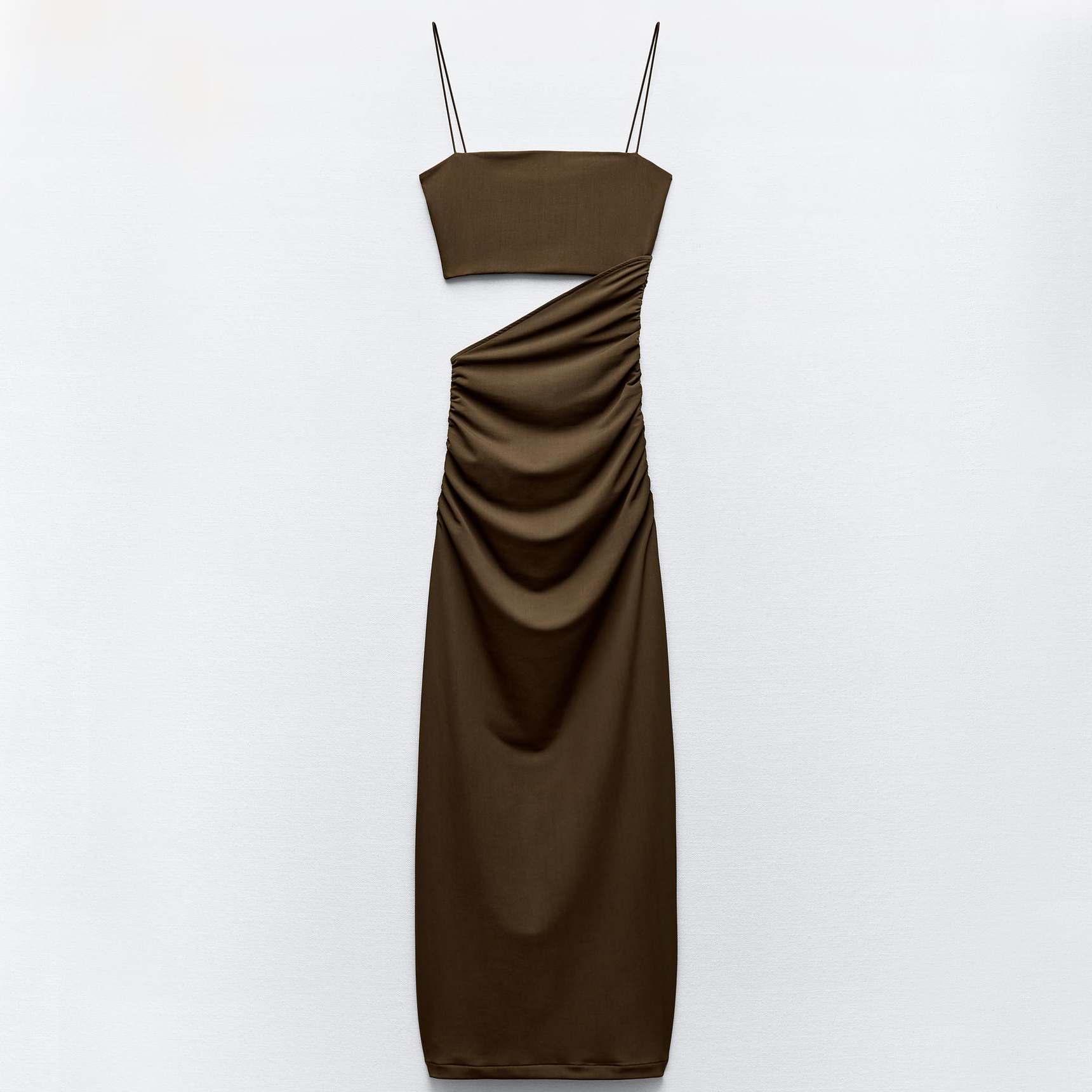 цена Платье Zara Polyamide Cut-out, коричневый