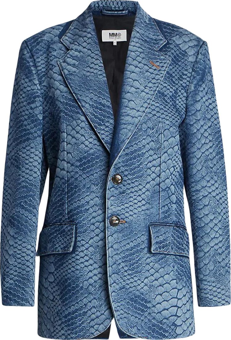 Блейзер MM6 Maison Margiela Blazer 'Blue Wash With Snake Print', синий - фото