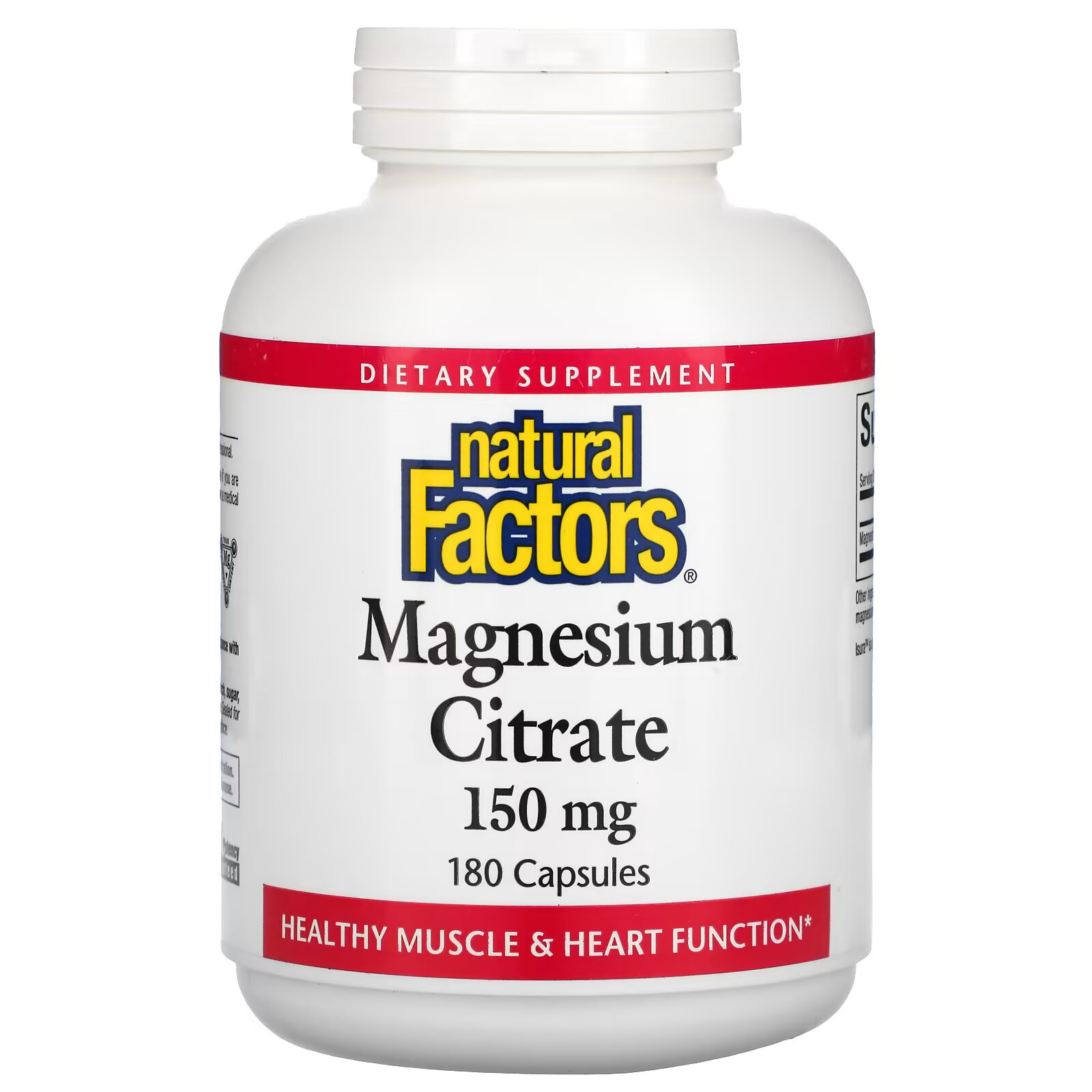 Natural Factors, цитрат магния, 150 мг, 180 капсул natural factors цитрат кальция и магния с витамином d3 180 таблеток