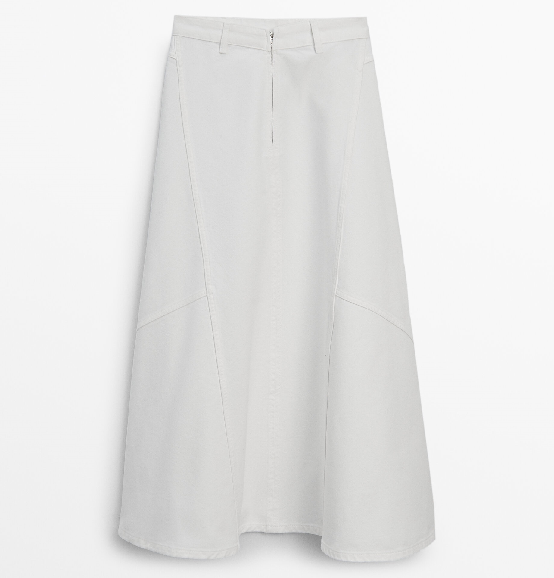 Джинсовая юбка Massimo Dutti Flounce Midi, белый 12⠀storeez джинсовая юбка миди с декоративной планкой