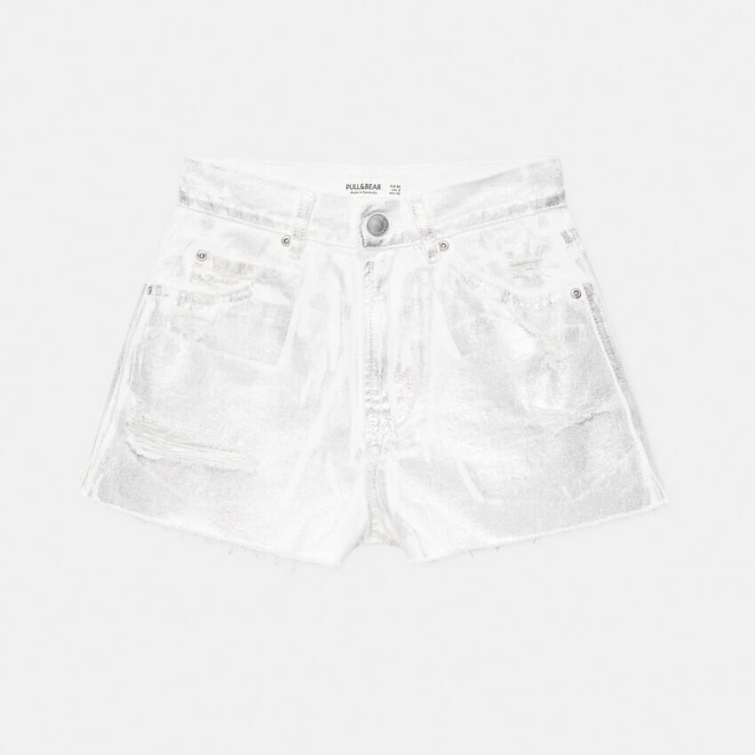 

Шорты Pull&Bear Ripped Metallic, серебристый