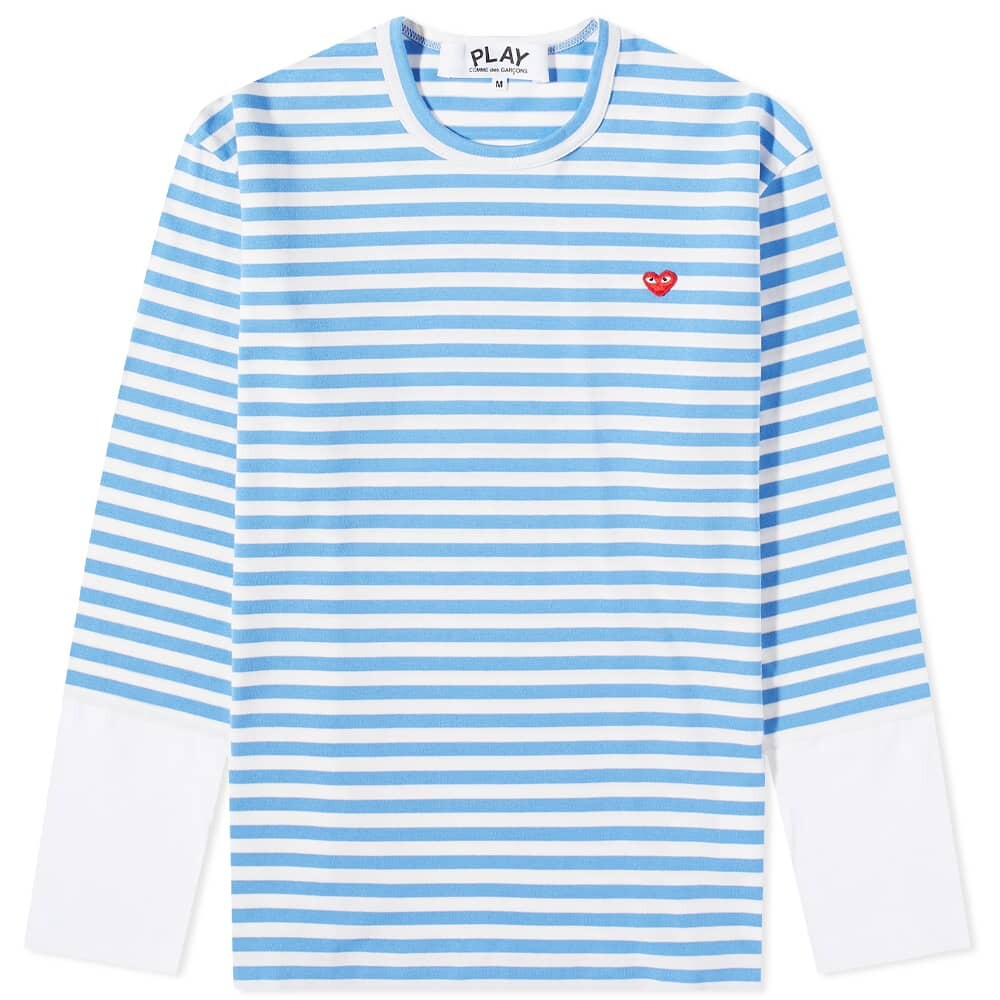 

Футболка Comme des Garcons Play Long Sleeve Stripe Contrast Sleeve Te, Синий, Футболка Comme des Garcons Play Long Sleeve Stripe Contrast Sleeve Te