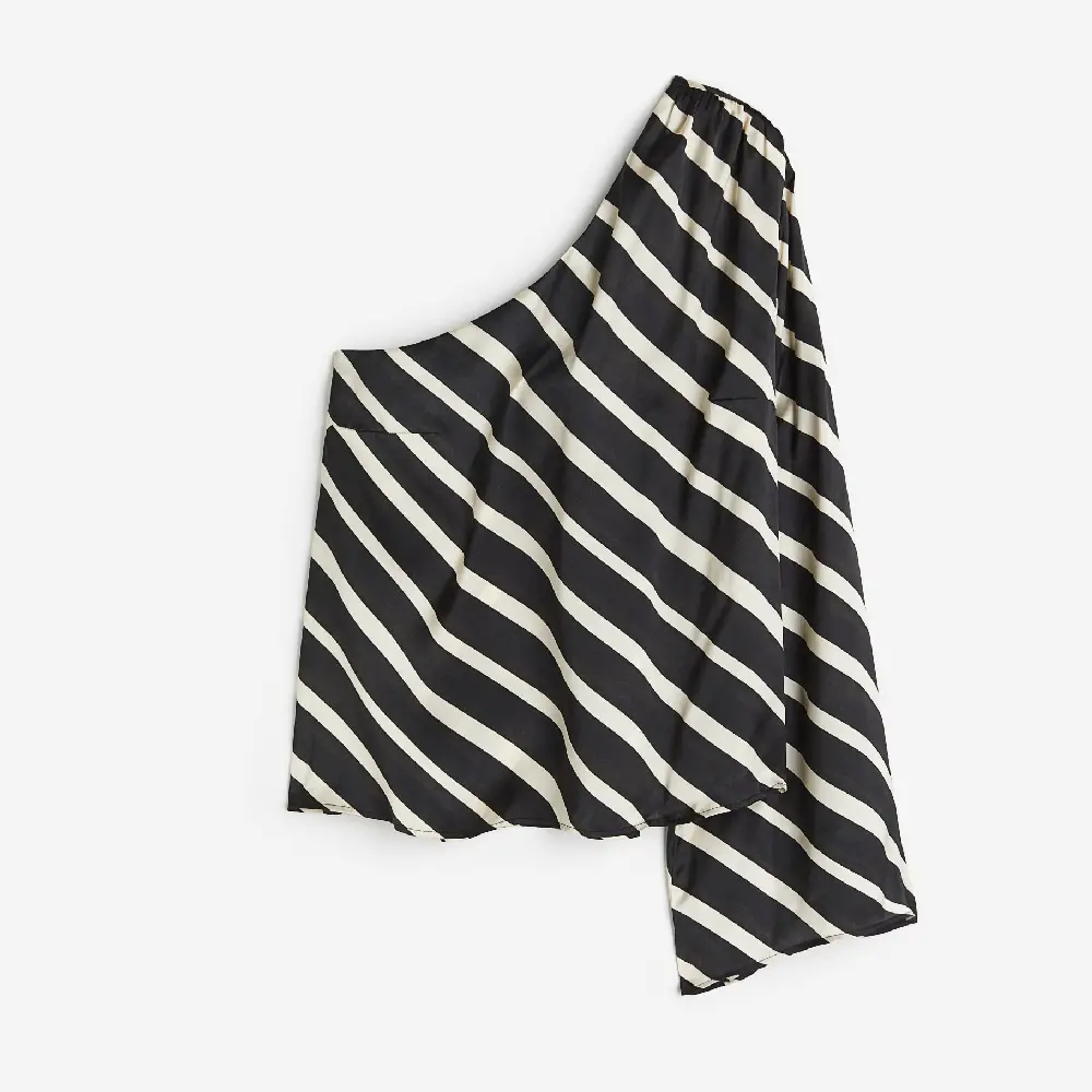 

Блузка H&M One-shoulder, черный/белый